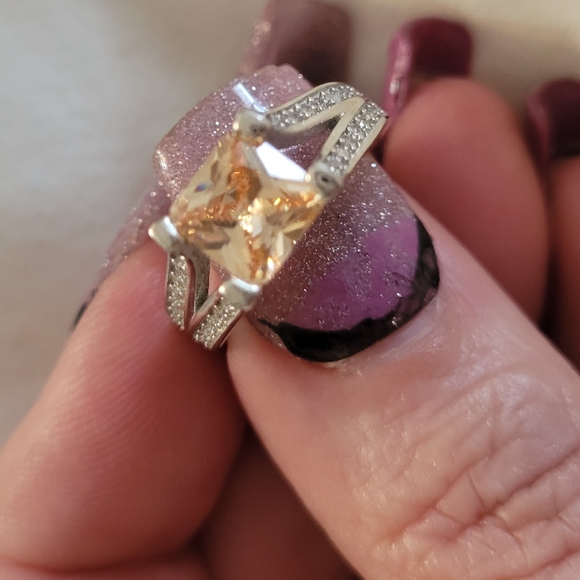 Natural 3CT Padparadscha Sapphire & Topaz 925 Sterling Silver Ring Sz 6 - Picture 13 of 16